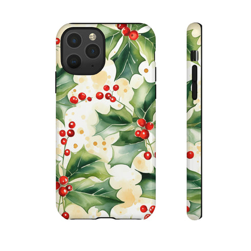 Christmas Holly on a Golden Background - Impact Resistant Phone Case iPhone 11 Pro Glossy
